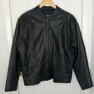 UNIK Women’s Black Studded Leather Moto Jacket XL Biker Rock